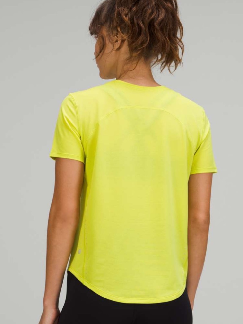 Lululemon High Neck Running and Training T-Shirt Size 8 Neon Yellow - Picture 2 of 9